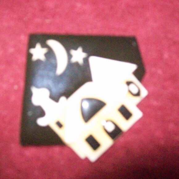 Lucinda House Pin- Handcrafted Artist Piece- Moon and Stars - Picture 4 of 5